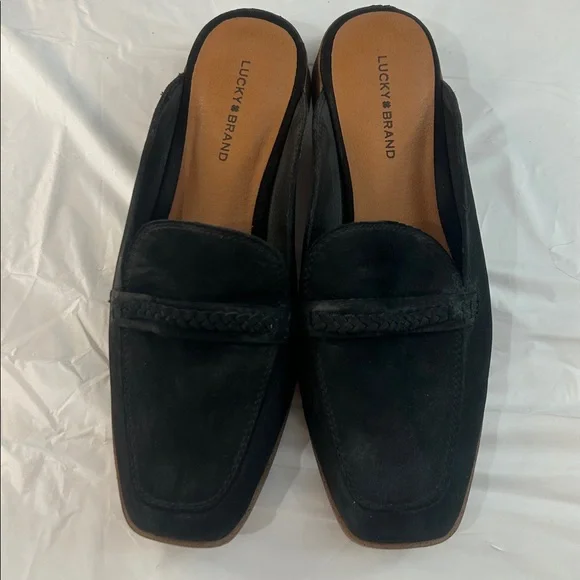 Lucky Brand Black suede slip on mules shoes 9 - Picture 2 of 8